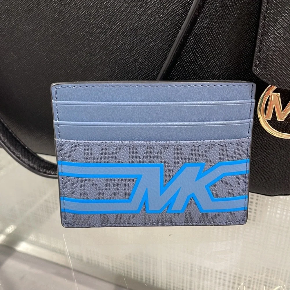 Michael Kors Cooper Graphic Logo Tall Card Case Denim Multi 36S3LCOD2B  NWT